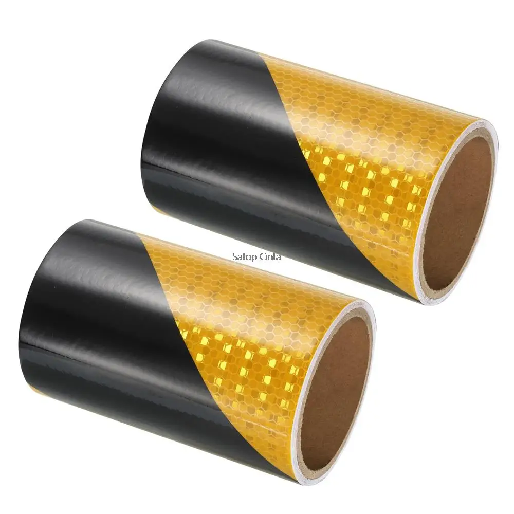

4inch*17FT Twill Yellow And Black Reflective Stickers Car Styling Vehicle Truck Motorcycle Waterproof Film Reflector For Things