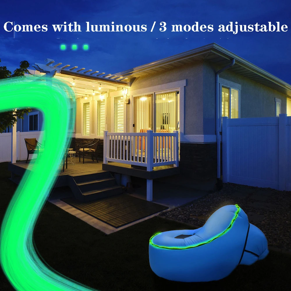 Fast Inflatable Led Light Lazy Person Inflatable Sofa Outdoor Folding Chair Camping Beach Music Festival Inflatable Recliner