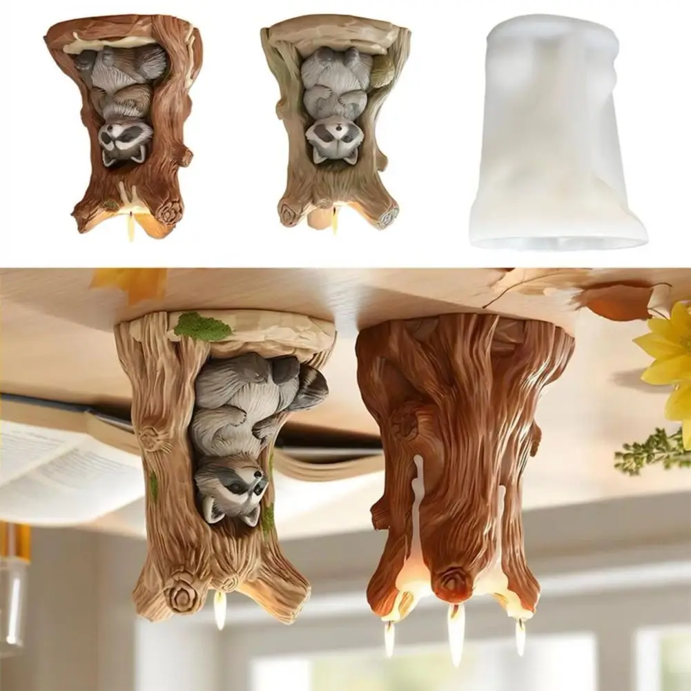 

Cartoon Raccoon Tree Stump Candle 3D Silicone Mold Handmade Relief Bee Bear Aromatherapy Gypsum Doll Resin Desktop Decoration