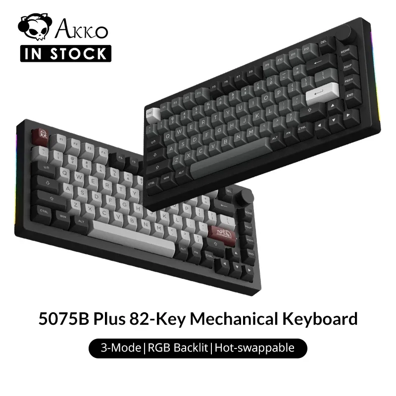 Akko 5075B Plus V2 75% Mechanical Gaming Keyboard 3/5 Pin Hot Swap Three-Modes RGB 2.4GHz Wireless/USB Type-C/Bluetooth 5.0