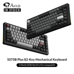 Akko-メカニカルゲーミングキーボード,75% GHz,5075b plus V2,2.4ホットスワップ可能なマルチモード,rgb,ワイヤレス,USB,type-c/Bluetooth 5.0