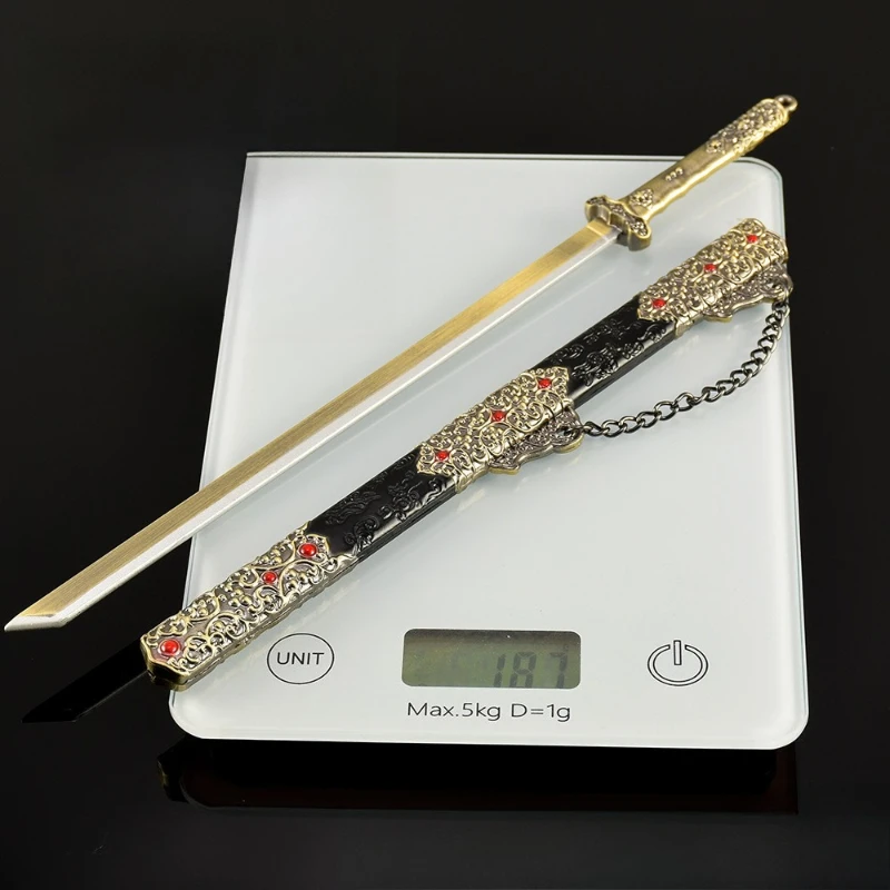 30 ซม./11.81in จีน Animation อุปกรณ์ต่อพ่วงทั่วไปดาบอาวุธรุ่น Tang ดาบโลหะ Sheathed ดาบหัตถกรรมเครื่องประดับของเล่นเด็กของขวัญ