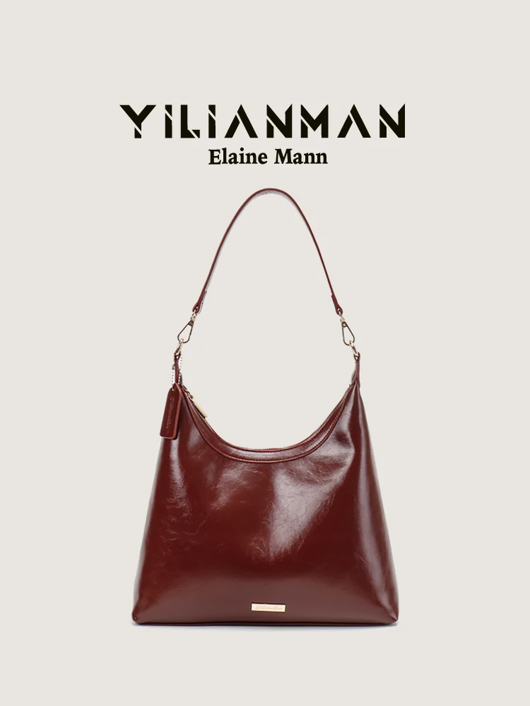 

Elegant Red Soft Leather Tote Bag Women's Commuter Underarm Bag Original Design Large Capacity Shoulder Bag for Young Women
