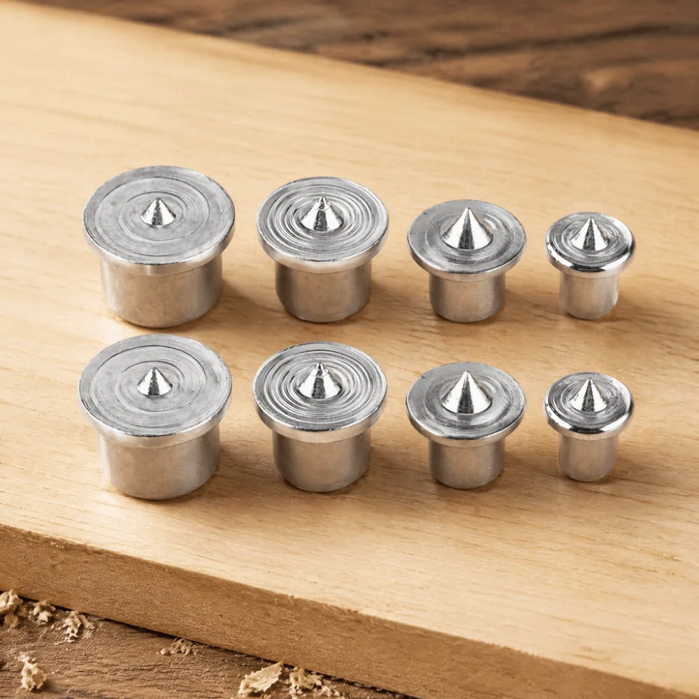 8PCS Hollow Type Dowel Center Points Multi-Size Round Tenon Woodworking Alignment Tool Solid Wood Pin Punch Thimble