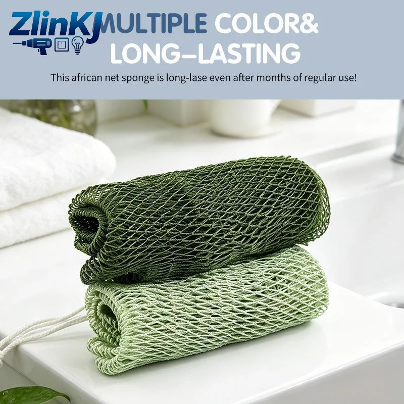 African Exfoliating Net Bath Sponge Quick Drying Shower Puff Stretchable for Full  Cleaning Travel Home Use