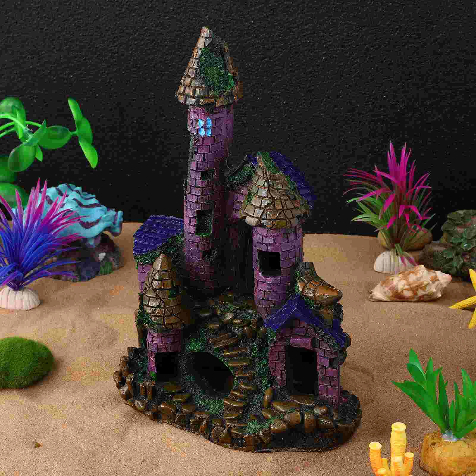 Aquarium Resin Castle Decorative Ornaments 1pcs Fish Tank Large Tall Decorations Halloween