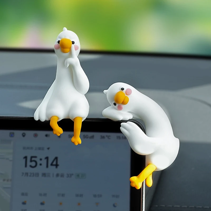 Cute 3D Mini Resin Duck Figurine Cartoon Animal Ornament For Desk Car Dashboard TV Monitor Home Decor Gift