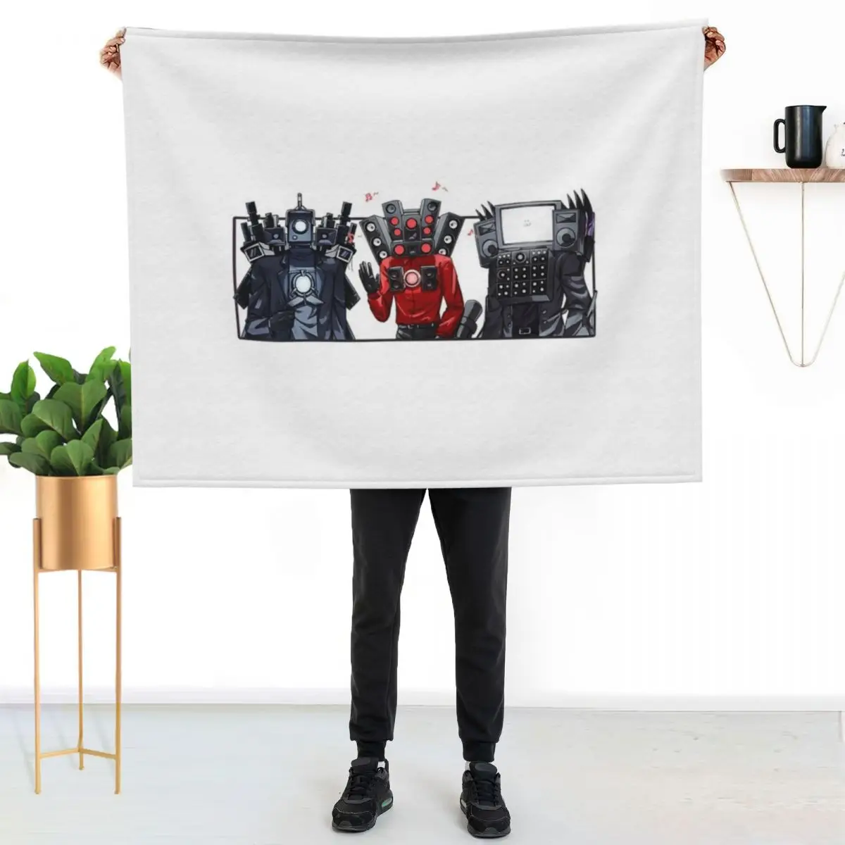 Skibidi toilet shirt Funny game halloween Throw Blanket Cozy Sofa Blanket for TV Watching Napping