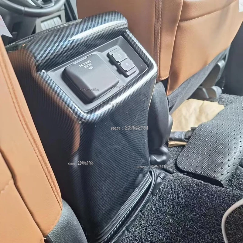 For Isuzu MU-X MuX 2022 2023 2024 ABS Carbon Fiber Rear Seat Air Armrest Box Condition Vent Outlet Cover Trim Car Accessories