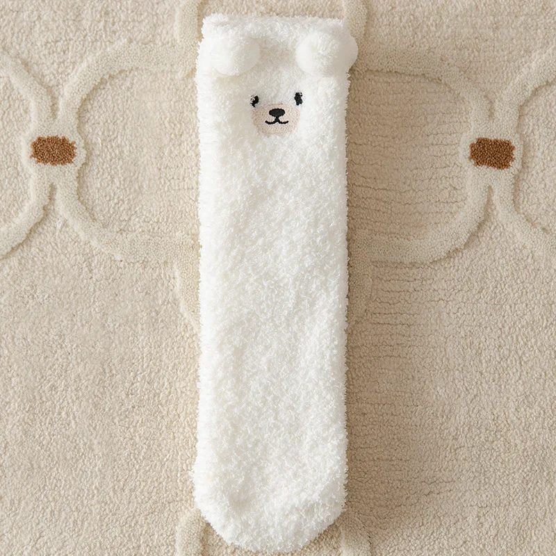 Frauen Winter Warme Flauschige Socken Hause Boden Schlaf Kawaii 3D Bär Niedlichen Tier Dicke Fleece Fuzzy Socke Japanische Mode Koreanischen Stil – Detail 13