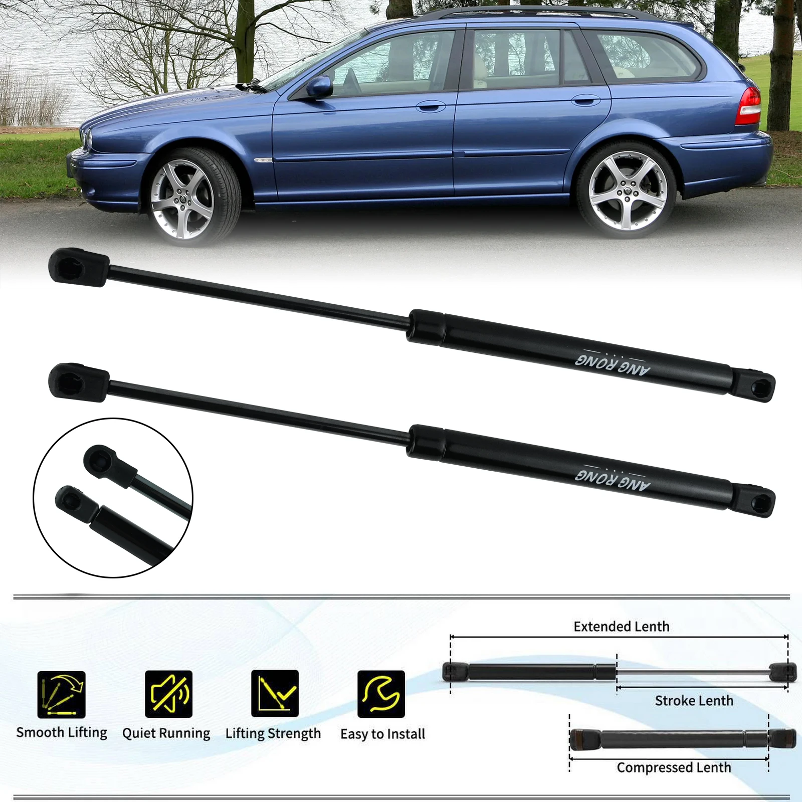 2 szt. Dla Jaguar X-Type X400 Sedan 01-09 Przednie rozpórki gazowe maski silnika Sprężyna podtrzymująca
