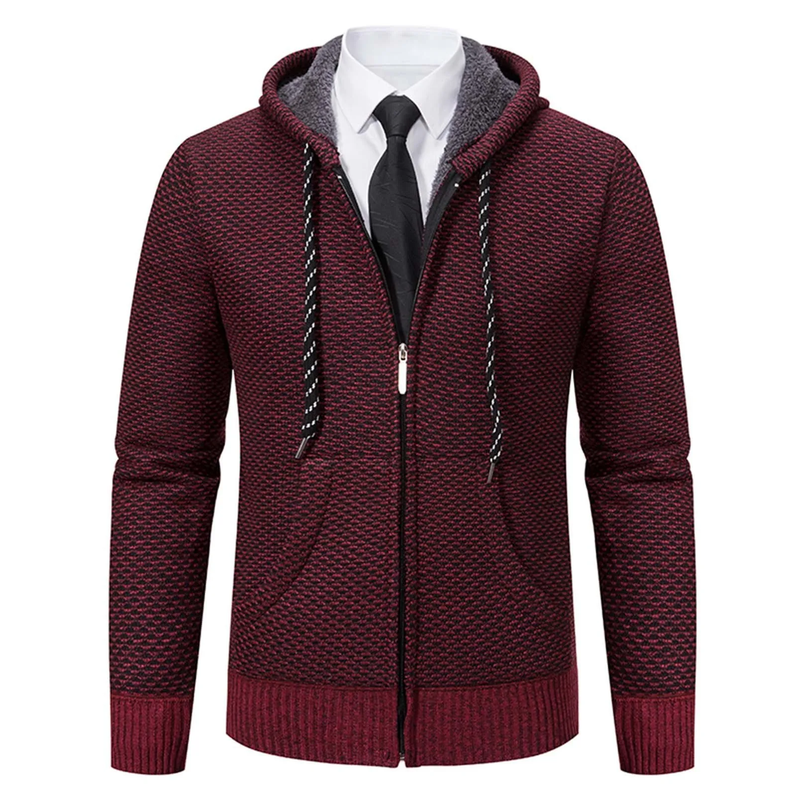 Cardigan à manches longues en tricot rembourré de velours pour hommes, manteau pull, vestes chaudes d'extérieur, tendance, automne, hiver, nouveau, plus, 2024