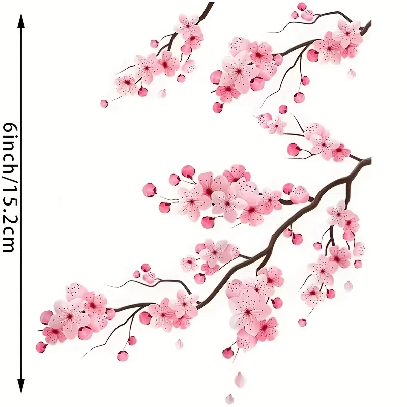 Cherry Blossom Sakura Branch Sticker Waterproof Vinyl Decal Pink Floral Graphic Decal for Car Bottle Desk Fridge Laptop