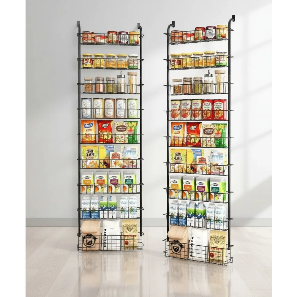 

9-Tier Over Door Pantry Organizer Spice Rack - Heavy Duty Metal Storage for Kitchen Bathroom