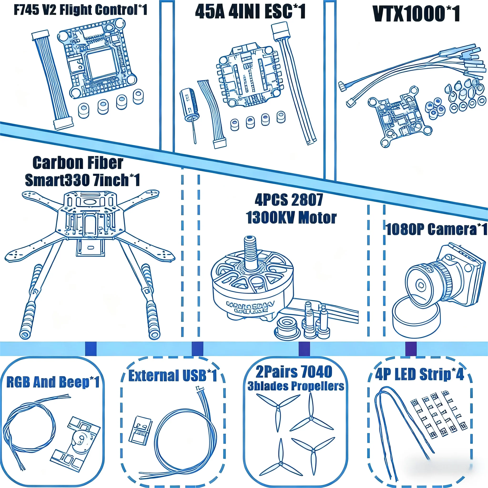 

B-CUBE Smart330 350 7/8-дюймовый комплект рамы для дрона FPV Гоночный квадрокоптер из углеродного волокна Фристайл INAV Beatflight F722 Управление полетом
