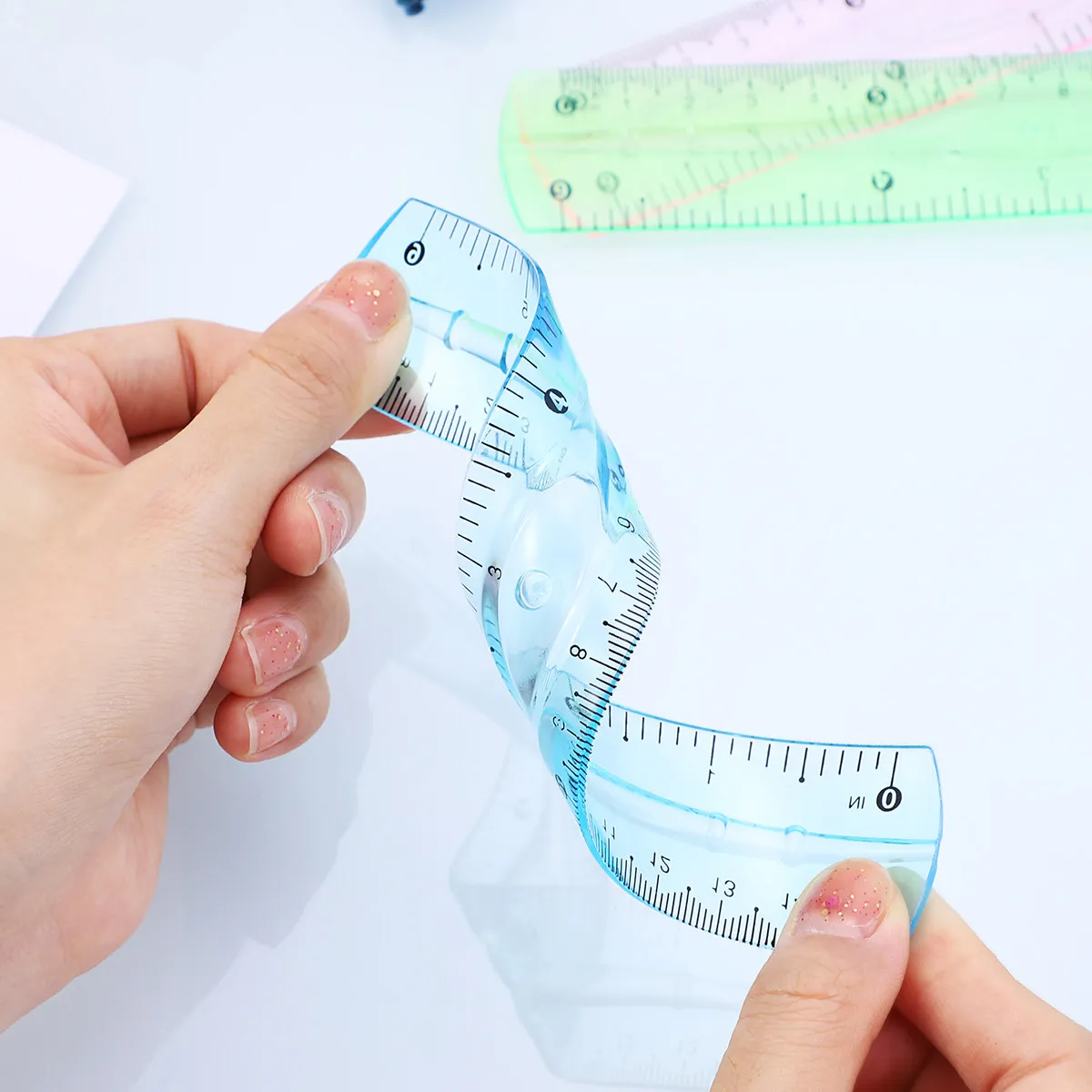 12Pcs PVC Transparent Rulers Plastic Student Stationery 15Cm Accurate Scale Bright Colors School Office Rulers