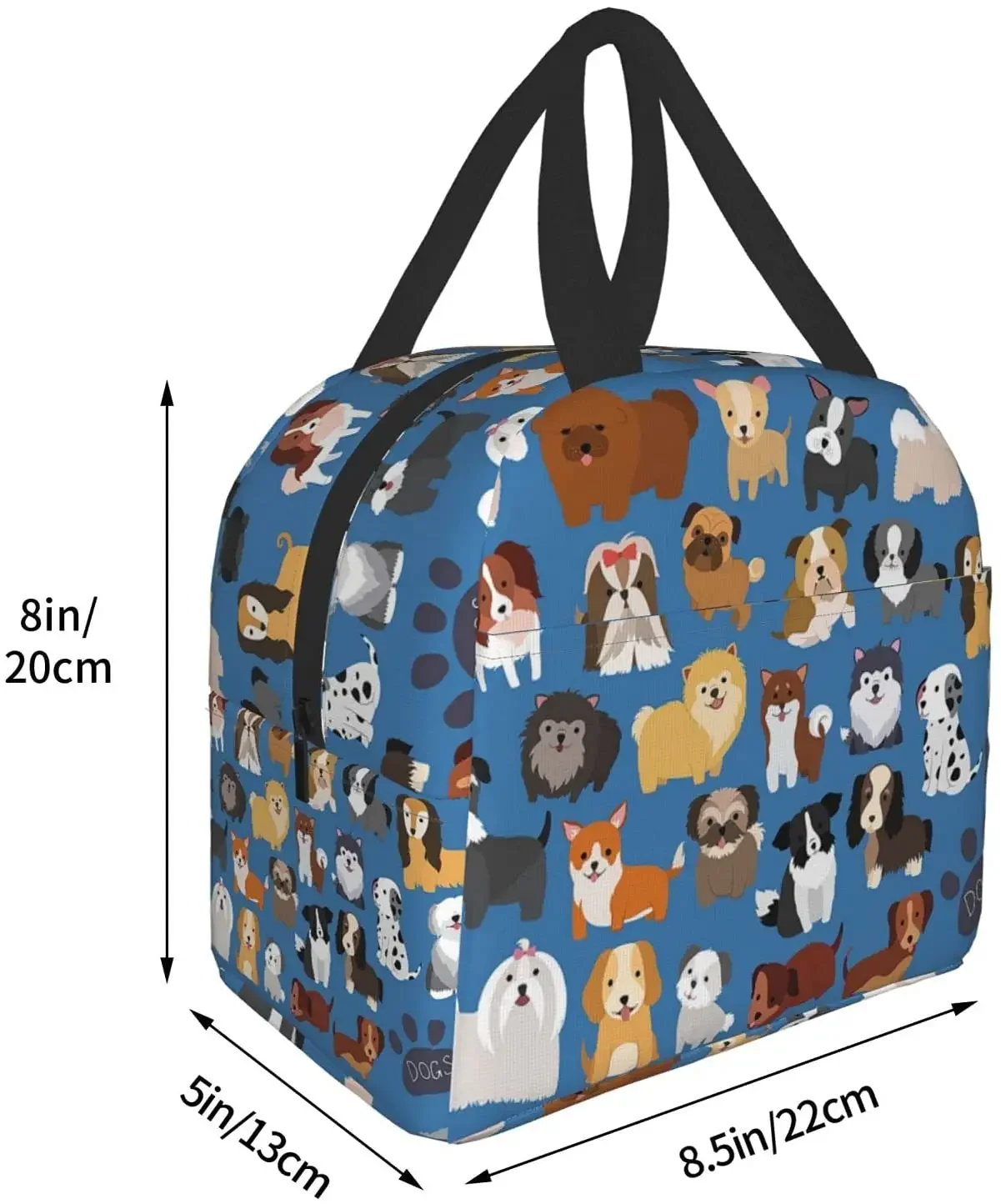 Dog and Puppy Insulated Lunch Bag Women Cooler Tote Box Leakproof Reusable Girls Lunchbag for Office Work School Picnic Portable