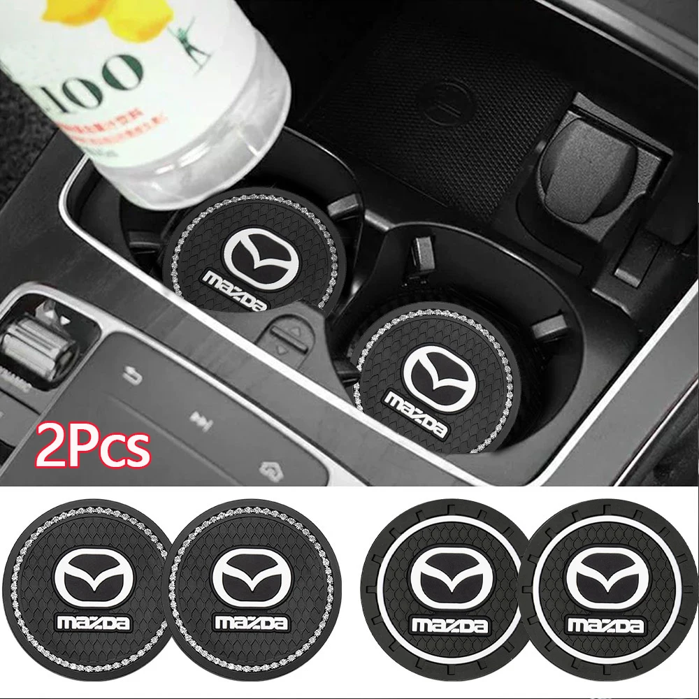 Car Water Coaster Holder Anti-slip Diamond Rubber Mat Car Interior Accessories For Mazda 2 3 Axela Atenza Demio RX7 MS CX-5 CX-3