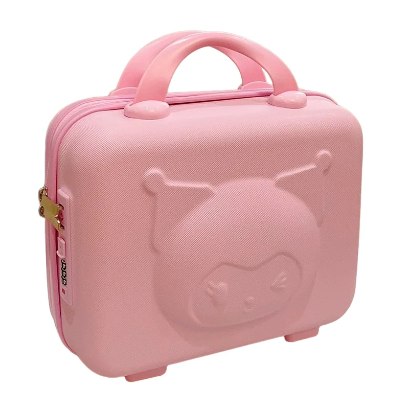 Sanrios Portable Cosmetic Case Suitcase 14 Inches Kuromi New Anime Figure Passable Cute Mini Kawaii Cartoon Storage Box