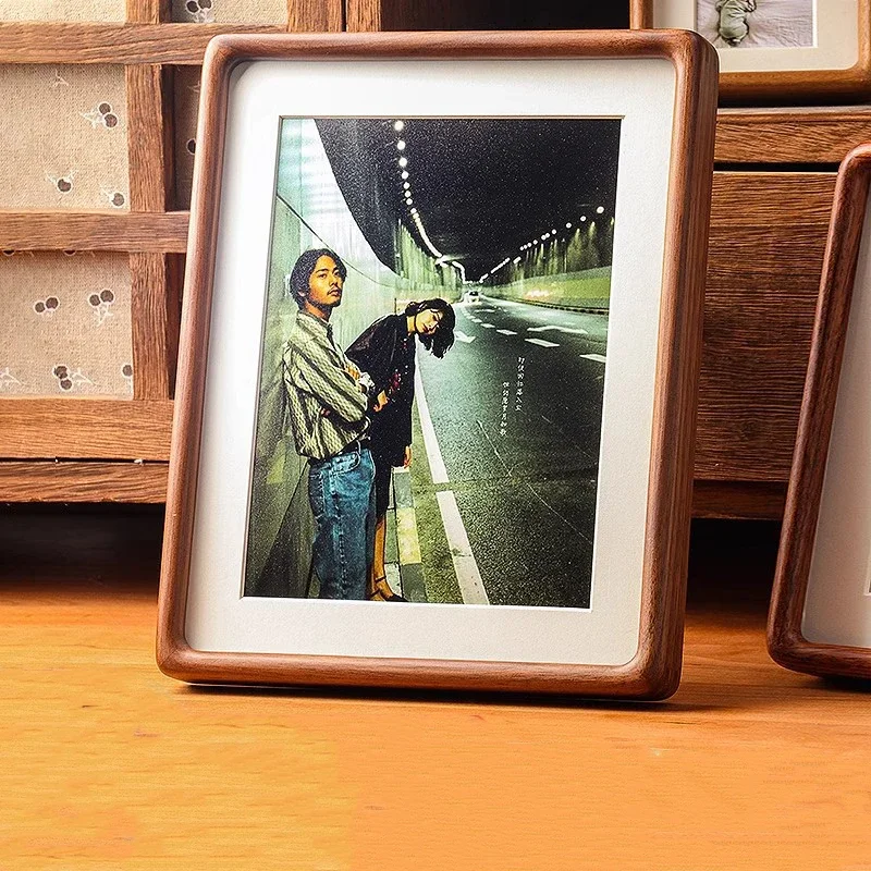 Premium Sapele Solid Wood Photo Frame - High-End Walnut Table Decor for Family Display, Elegant Art Frame Home Decor