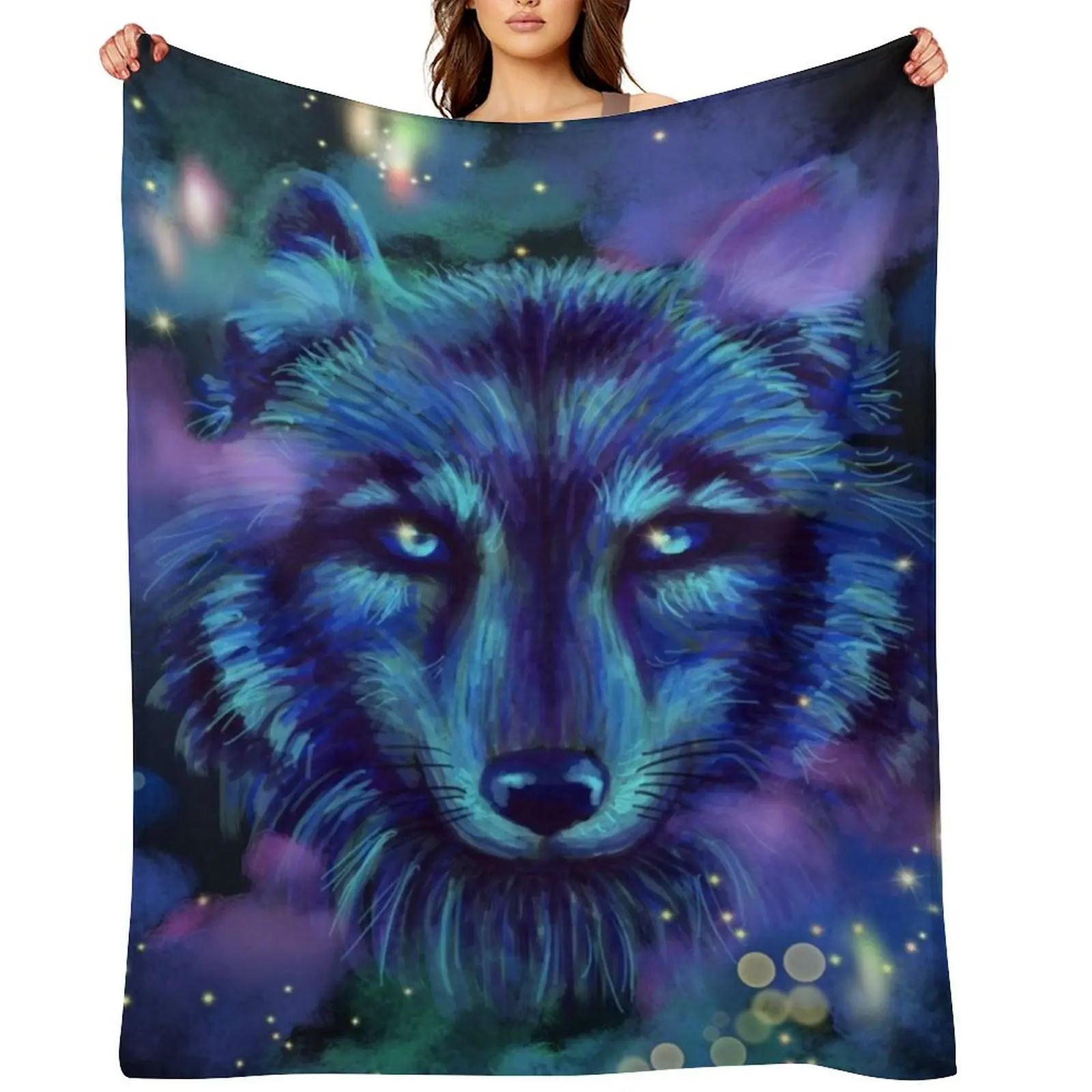 

Astral Wolf Throw Blanket Sofa Travel For Sofa Thin manga Blankets