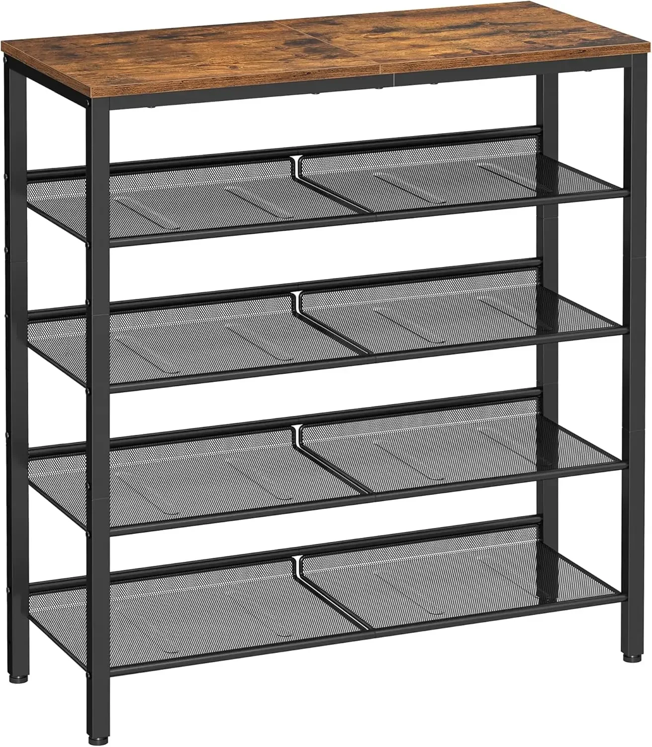 VASAGLE Schuhregal, Schuhablage, 5-teilig, große Oberfläche, adjustable Gridablagen, platzsparend