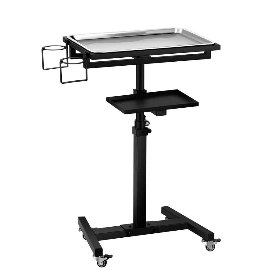 

Stainless Steel Tattoo Tray with Wheels Trolley Adjustable Height Tattoo Workstation Rolling Tray for Studio Salon amp Spa