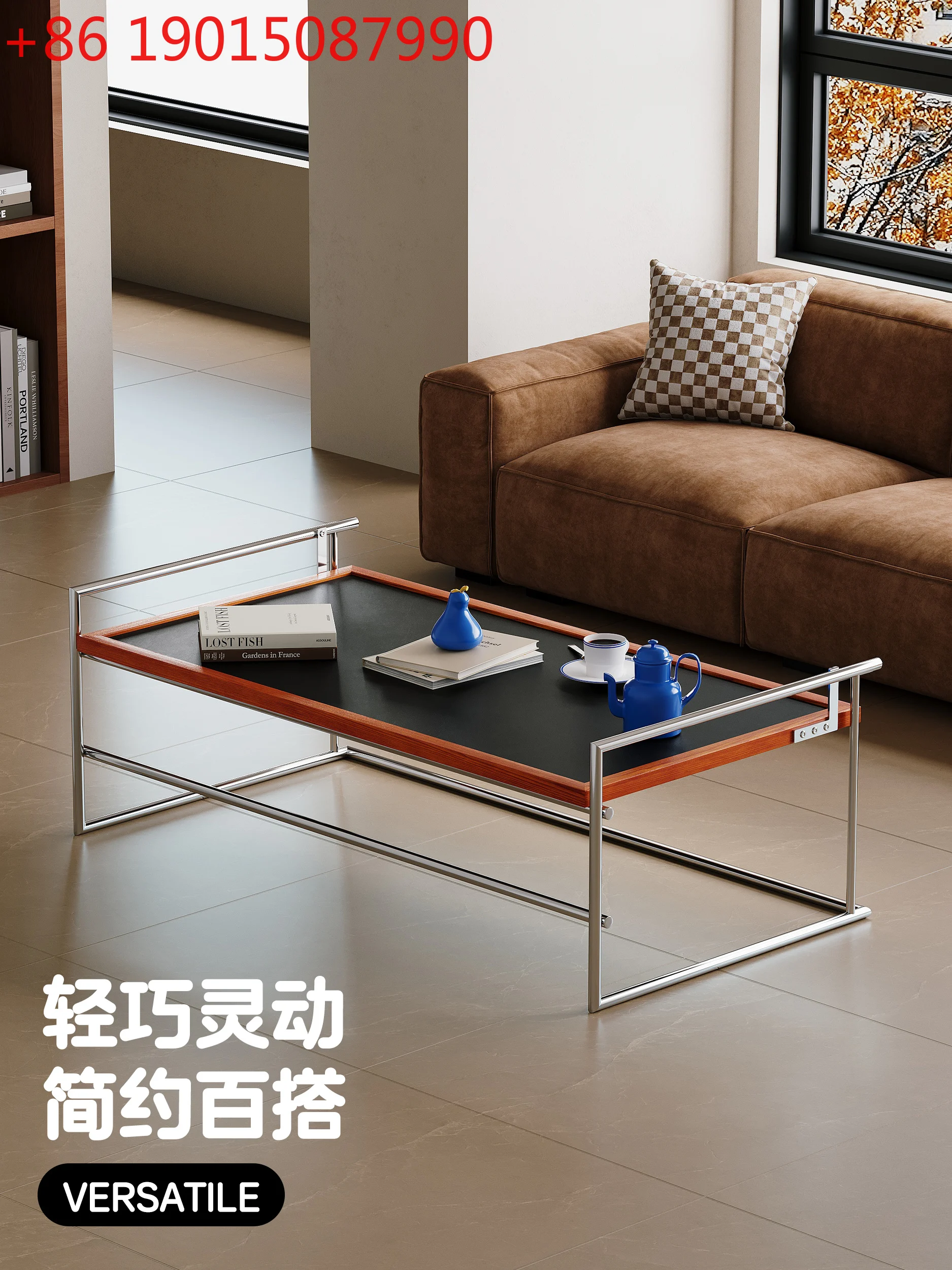 

Журнальный столик для гостиной, дома, небольшой квартиры, чайный столик, дизайнерский ретро-чайный столик из цельного дерева из нержавеющей стали