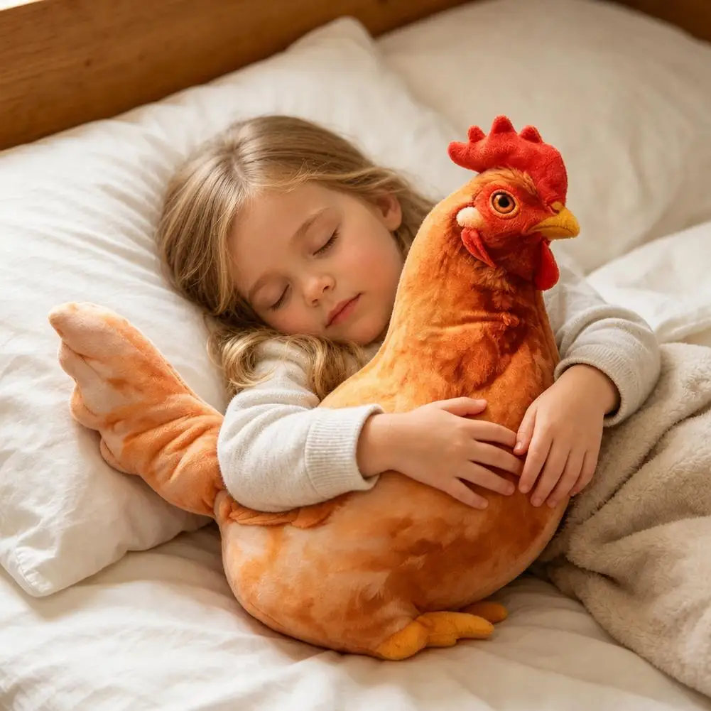 30cm Hen 12cm Chick Realistic 3D Printing Plush Pillow Set Soft Anti-Shed Farm Animal Stuffed Doll Kids Funny Prank Toy
