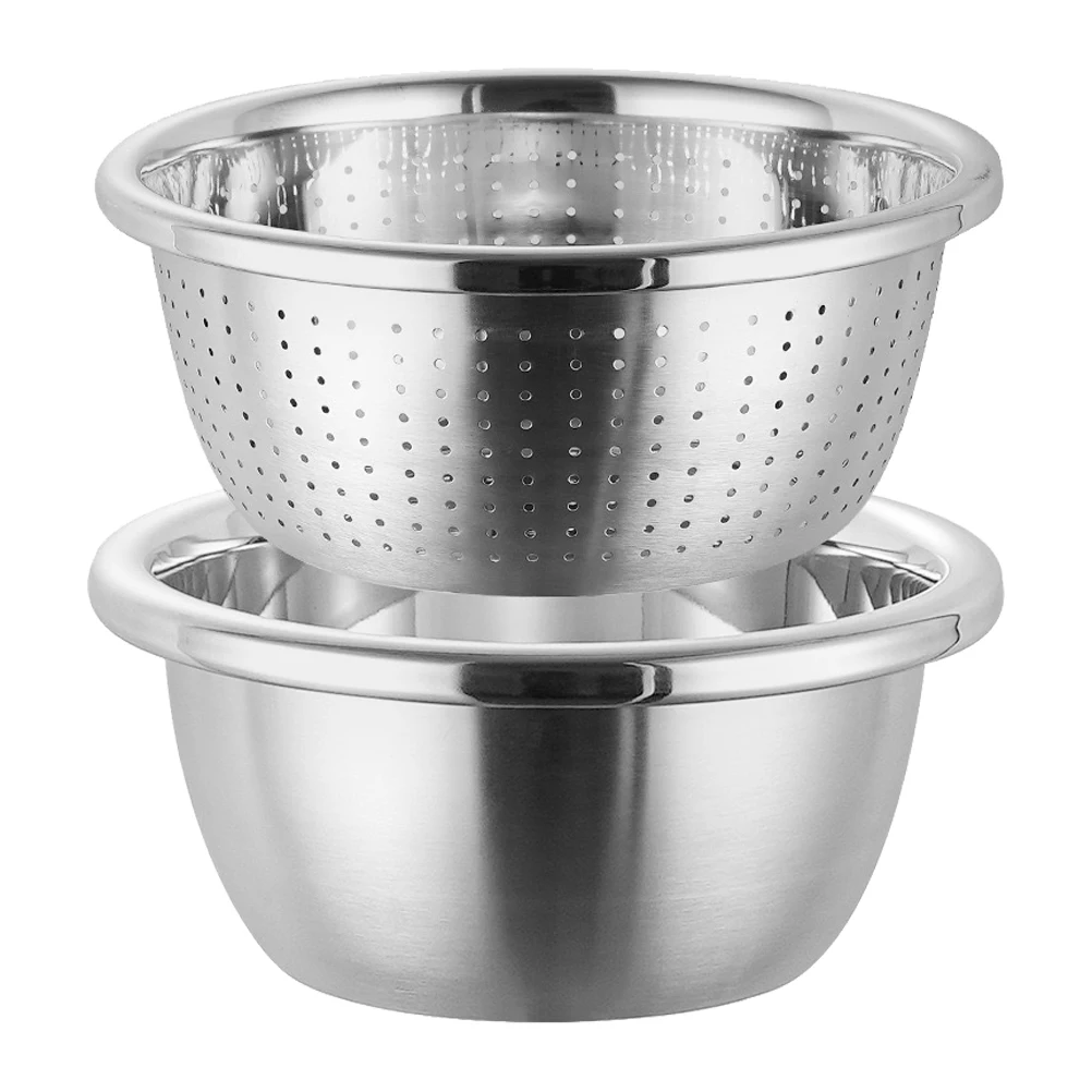 

Stainless Steel Drain Basin Set for Kitchen Sink Fruit Washing Bowl Vegetable Basket Multi Use Steel Washbasin Cooking Tool