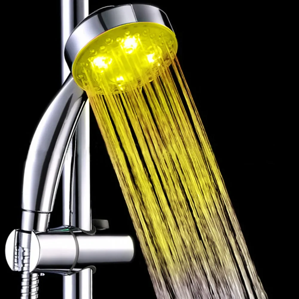 Colorful Romantic Automatic Magic 7 Color Rainfall Shower Head 4 LED Lights Handing Round Head Bath Bathroom Water Shower Heads