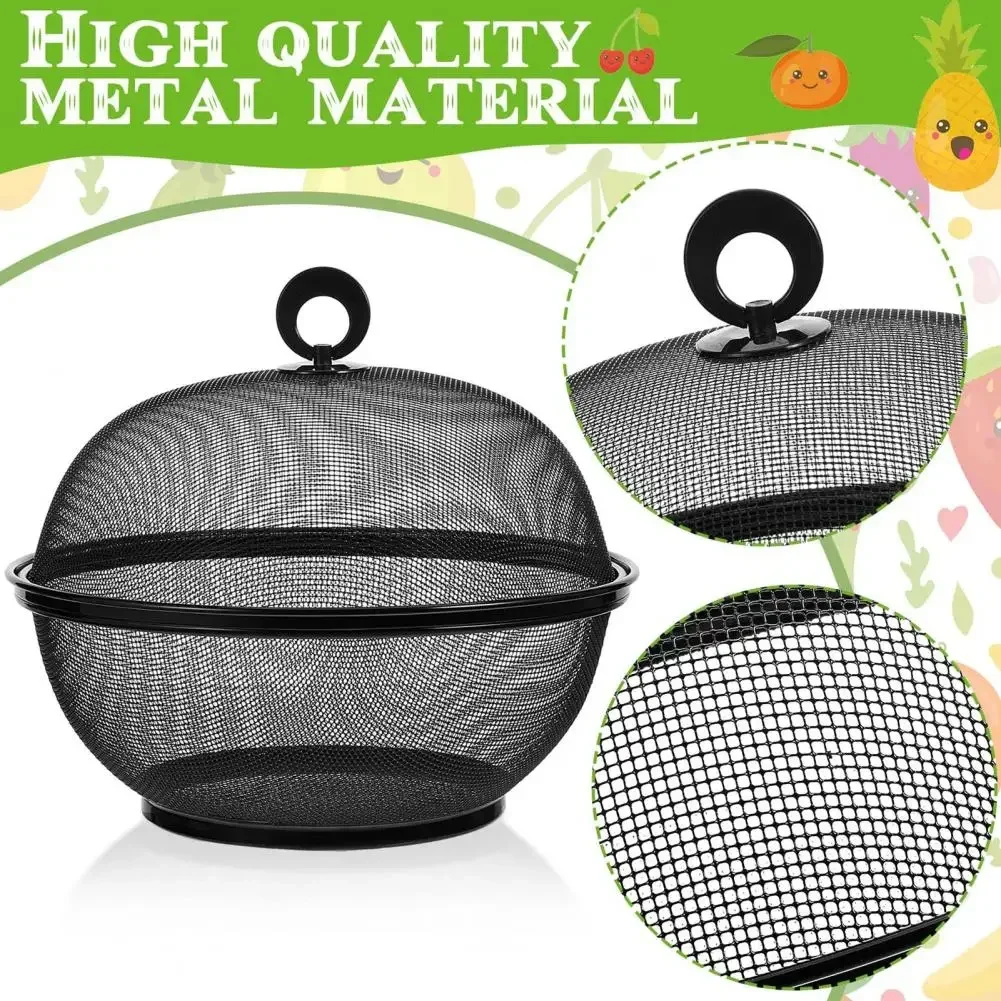 Mesh Fruit Basket with Lid Prevent Fly Stainless Steel Kitchen Drain Basket Vegetables Fruit Holder Kitchen Supplies 그물코 과일 바구니