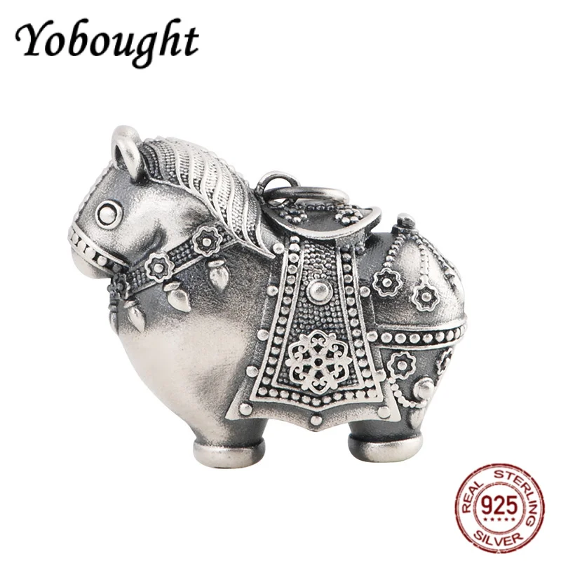 

Ретро серебряный кулон со знаком зодиака Fat Lucky Horse с мужской и женской индивидуальностью, ювелирные изделия из чистого серебра 999 пробы, новинка