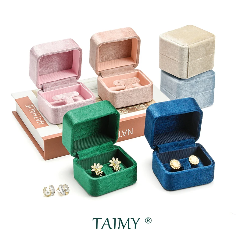 

Wholesale Velvet Jewelry Box Custom Logo Jeweler Earrings Display Packaging Valentine's Day Holiday Gifts Jewellery Organizer