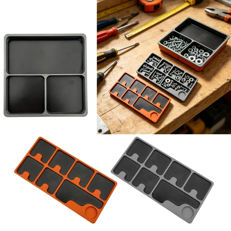 Screw Tray Organizers with Segmented Compartments and Pad Surfaces Holders for Repair Parts Sorting Tasks M4YD