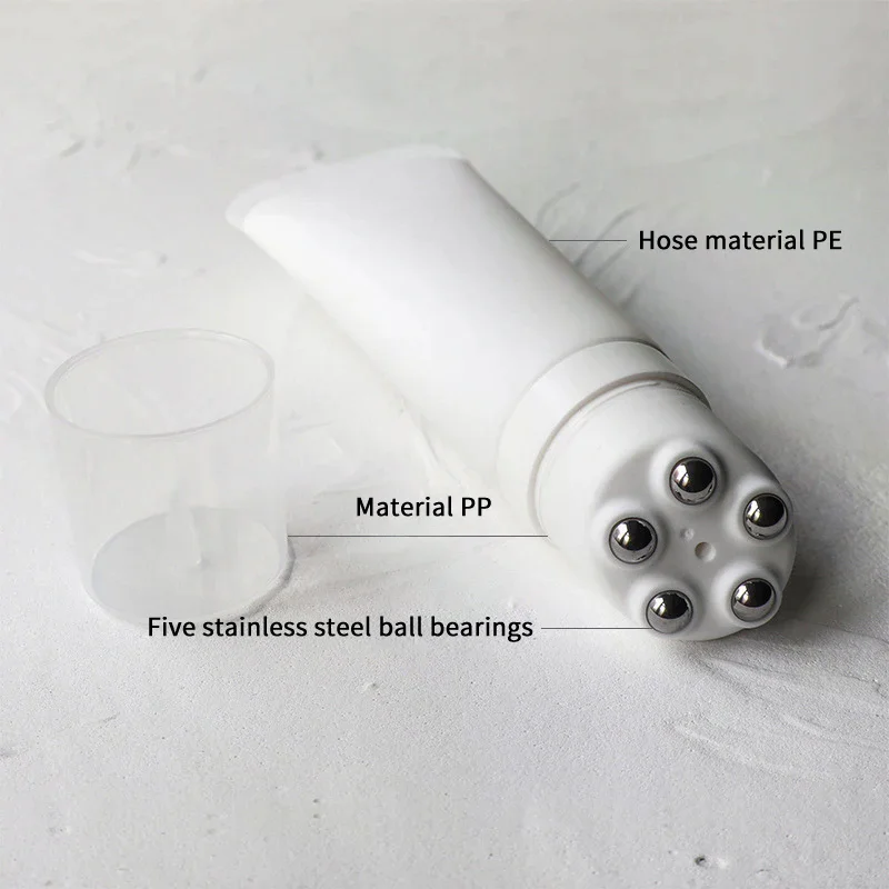 1Pcs 100g Cosmetic Soft Tube Steel Ball Massage Bottle Neck Cream Body Lotion Massage Cream Repeatable Plastic Container ﻿