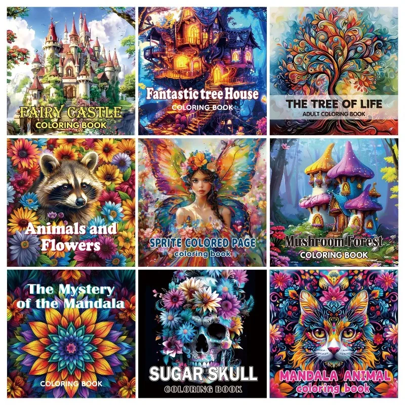 Oloring Books Libros Para Colorear Adult Mandala Animal Coloring Book 24 Sheets Watercolor Graffiti