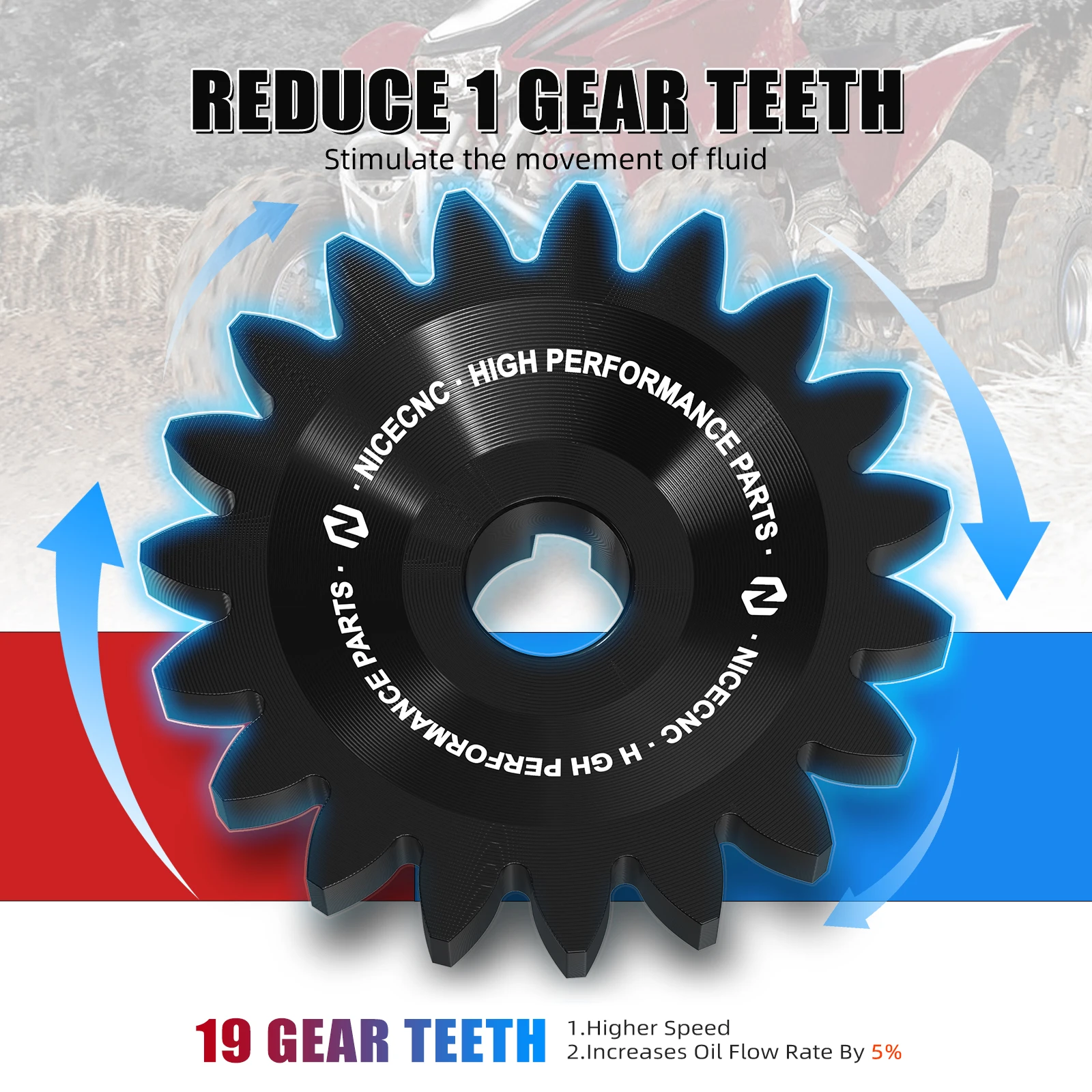 For Honda TRX450R Kick Start 2006-2009 Oil Pump Drive Gear ATV TRX450ER Aluminum Alloy Improving Oil Flow Rate & Cooling Effect - view 5