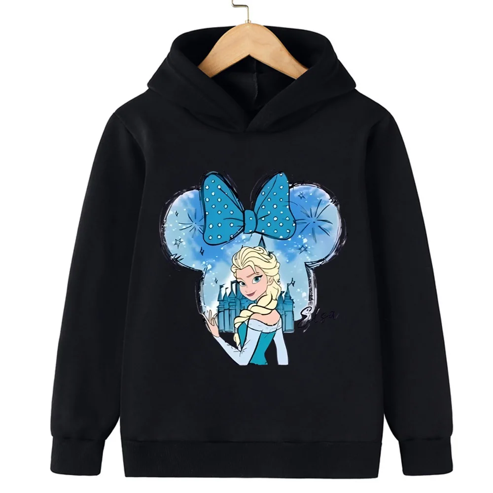 لطيف الأميرة إلسا الأطفال البلوز الخريف جديد الفتيان والفتيات في الهواء الطلق الترفيه الدافئة مقنعين البلوز البلوز