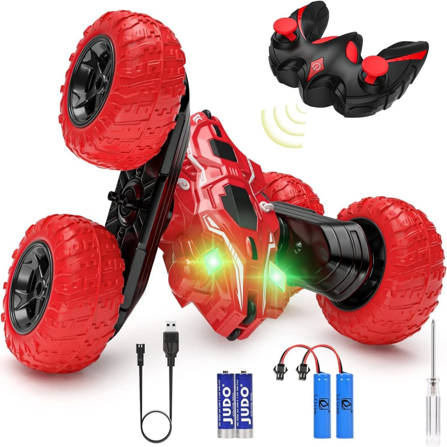 Remote Control Car for Kids 4WD 2.4Ghz Remote Control Car with LED Light 360° Remote Control Cars Toys Christmas Birthday Gift