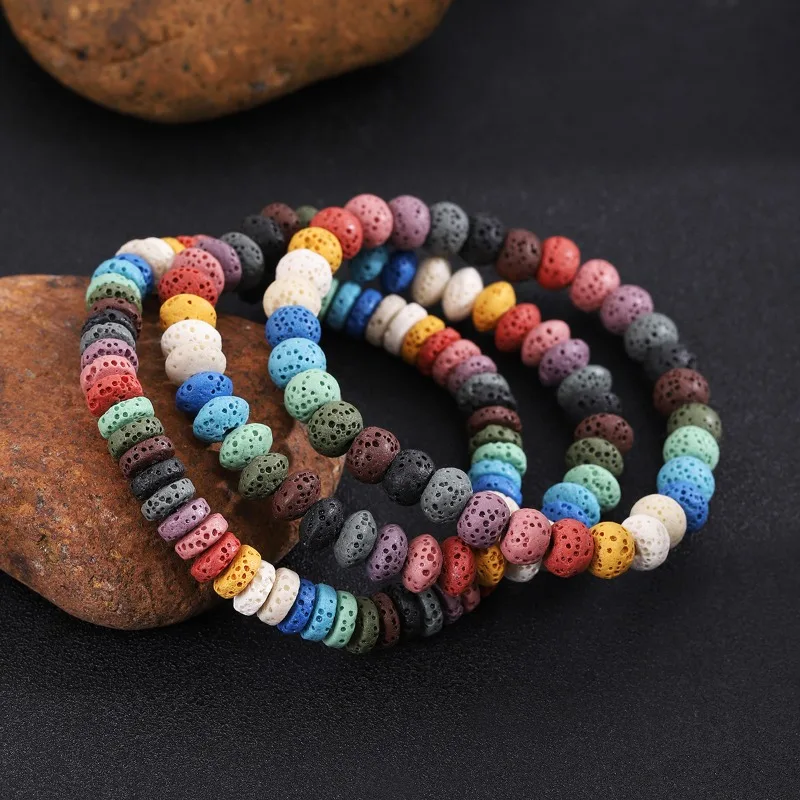 Candy Color Volcanic Stone New Beginning Bracelet Attract Wealth Eliminate Negativity Gift for Family and Friends
