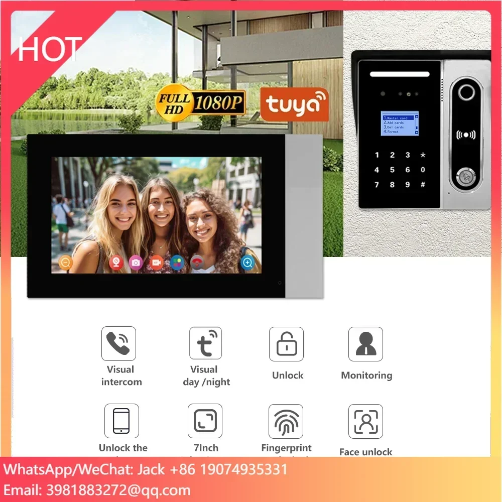 Surface Mount Camera Video Intercom Kit (High Def) 1080p Fingerprint Face Id Unlock 7