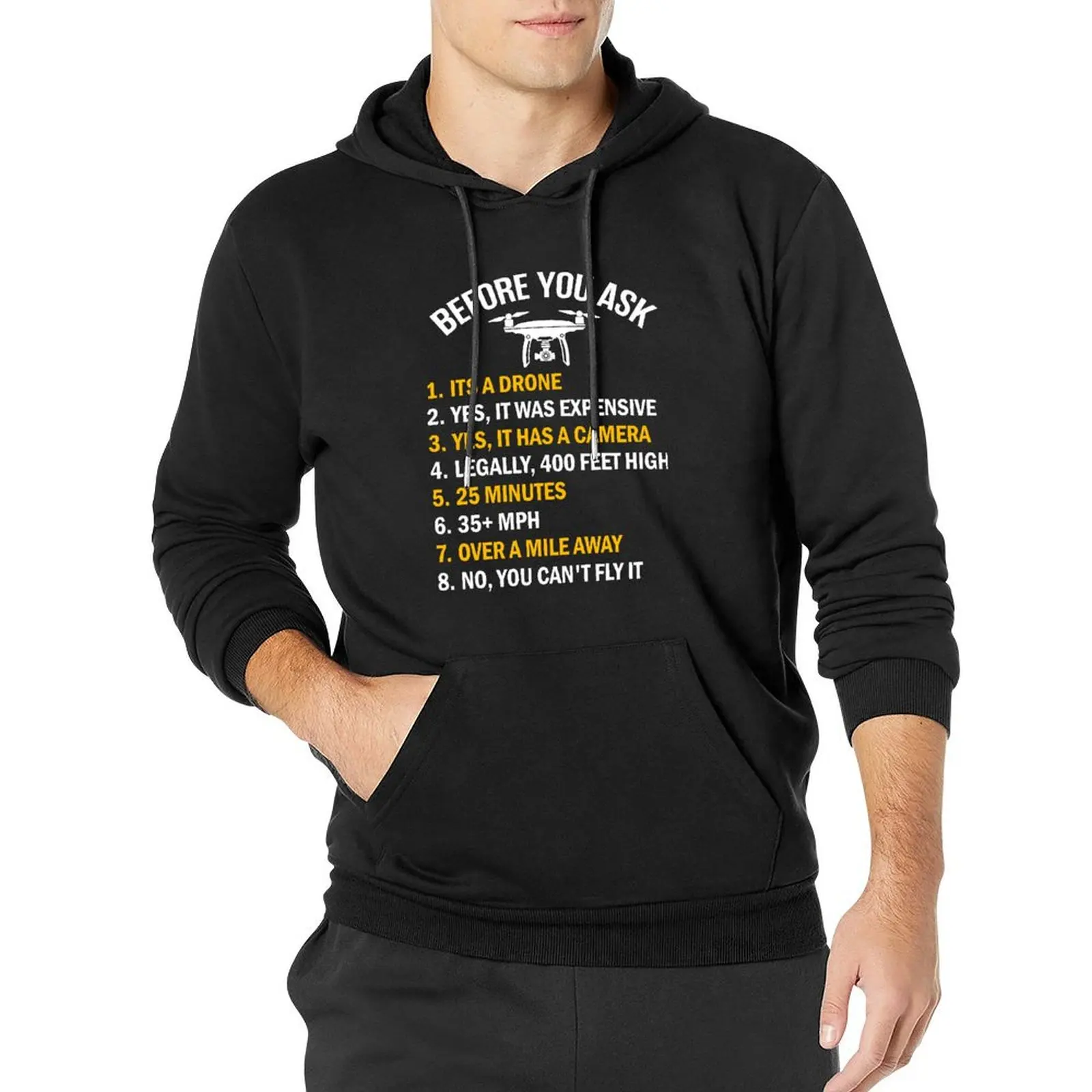 Before You Ask About My Drone Pullover Hoodie autumn new products men's clothes men's oversize hoodie