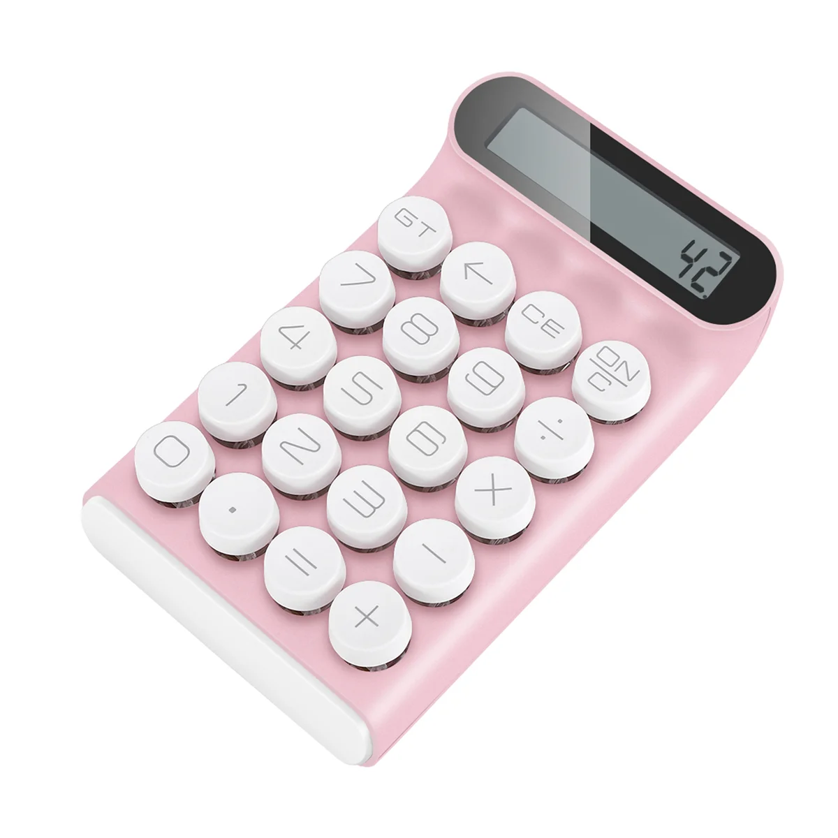 

Retro Calculator Mechanical Keyboard Portable Computer 10 Digit LCD Display Financial Office Fashion Calculator-Pink