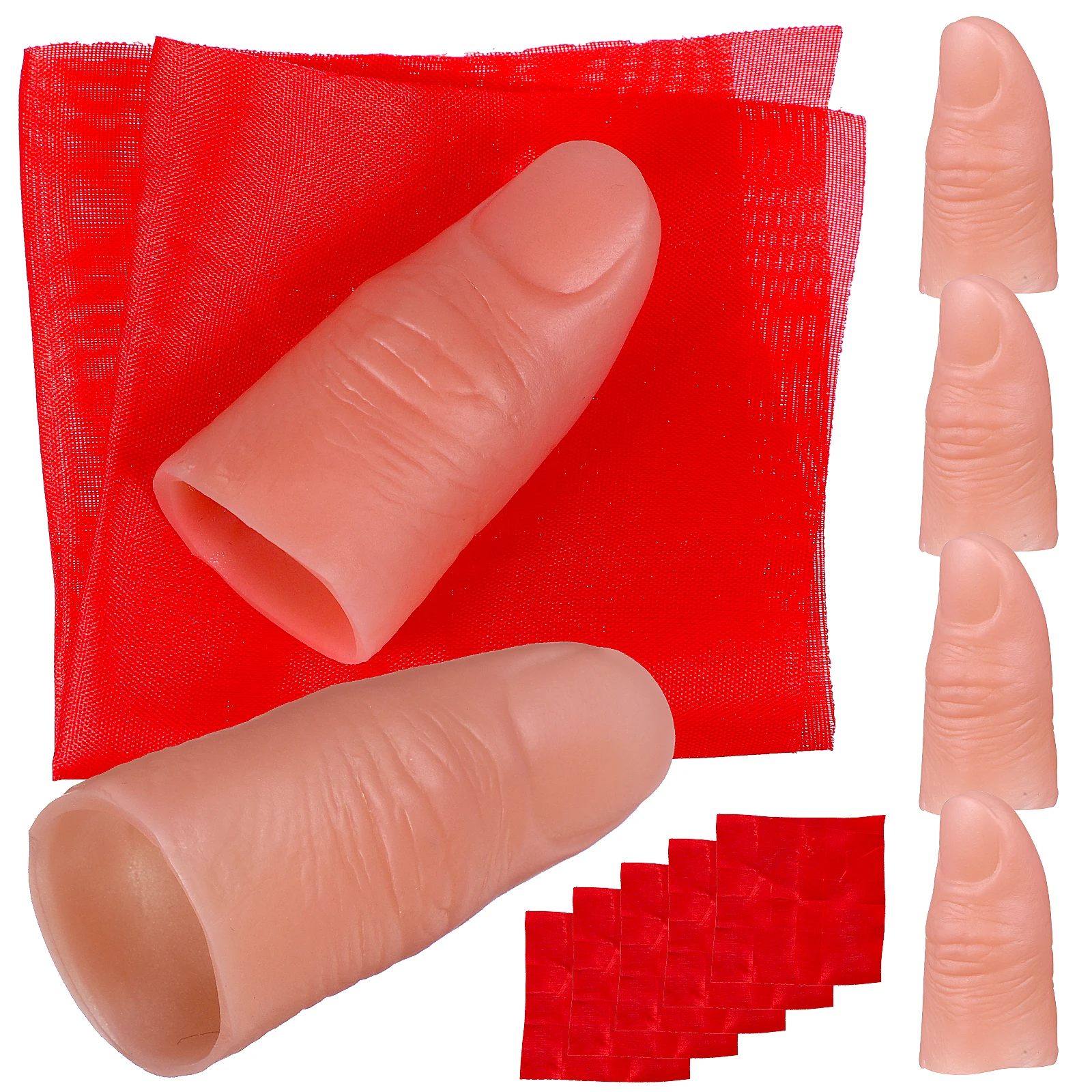 6Sets Fake Fingers Finger Cots Magician Props Silk Scarves Conjure Tools Stage Performance Trick Supplies Magician Tricks