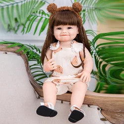 Smile Full Body Silicone Reborn Baby Girl Doll Early Educational Toy Birthday Gifts 55 cm Bebe Reborn Dolls For Children's Day