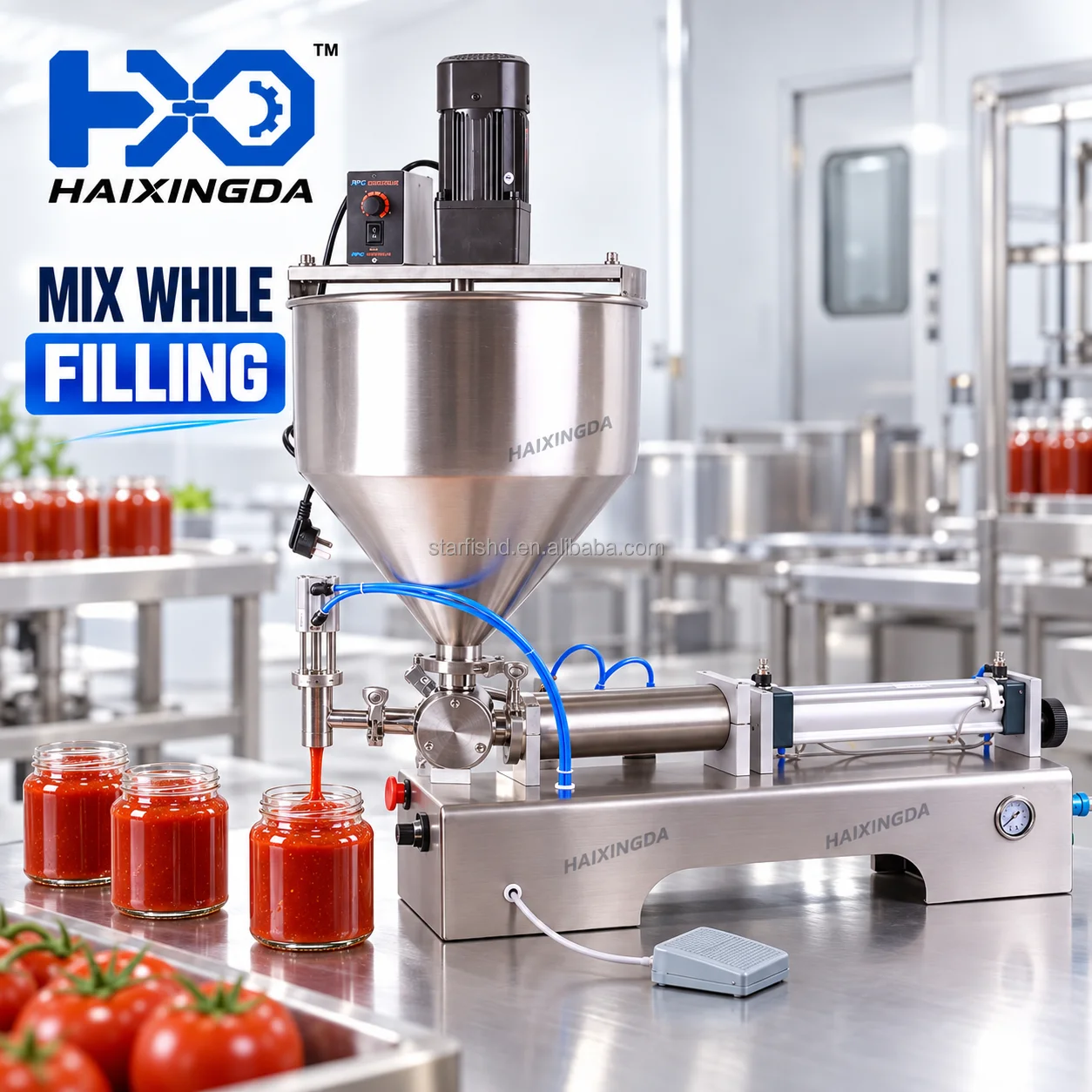 Compact Bottle Filling Machine Single Nozzle Pneumatic Filler With Mixing Tank For Liquid Soap Lotion Sauce And Thick Products