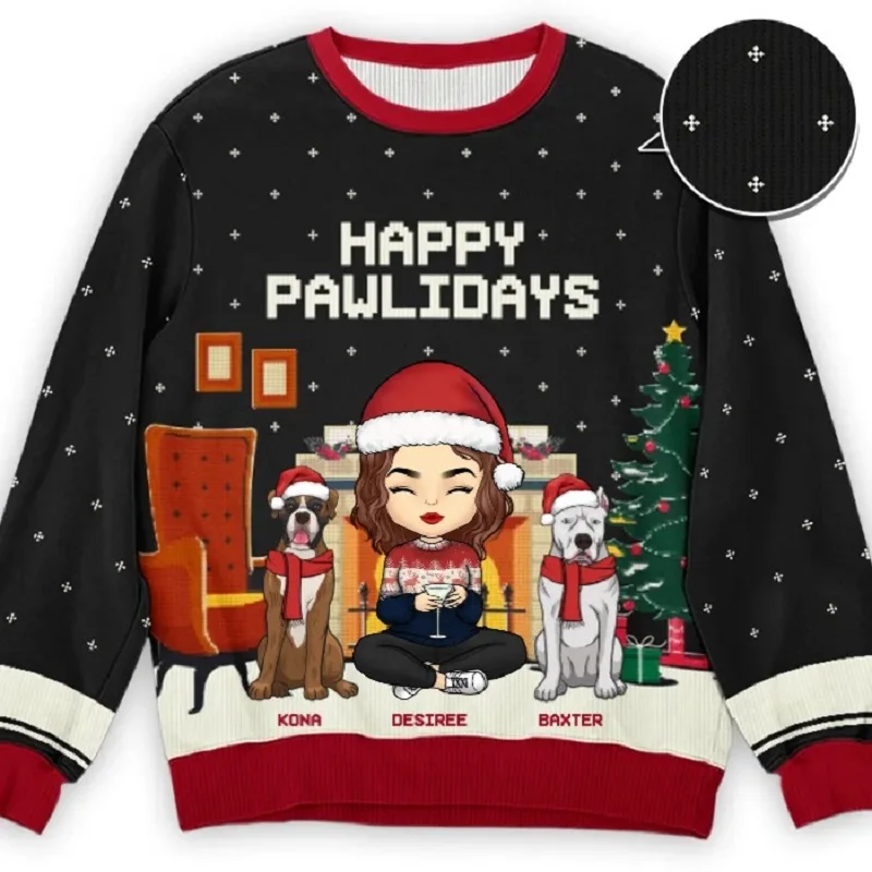 New 2024 Ugly Christmas Sweater Unisex Men Women  For Holidays Santa Elf Christmas Printed Novelty Autumn Winter Blouses Clothin