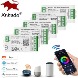 2.4GHz Smart LED Controller TUYA WiFi Alexa Google Home Bluetooth Voice DIM CCT RGB RGBW RGBCCT LED Light Strip DC12-24V