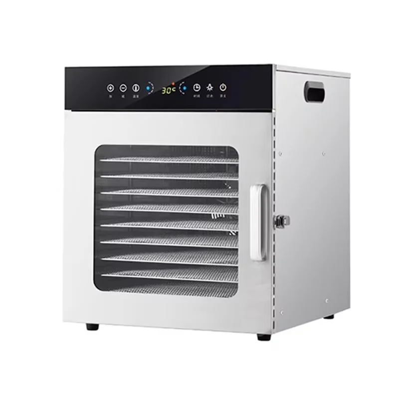 مجفف طعام من الدرجة التجارية 8 طبقات توقيت 12 ساعة وتعديل درجة الحرارة 50 ℃ -70 ℃   مناسبة لتجفيف الفواكه المجففة